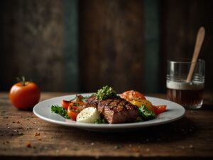 Carne Grelhada com Chimichurri e Legumes Salteados