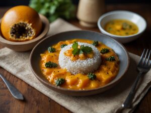 Peixe ao Molho de Maracujá com Arroz de Coco